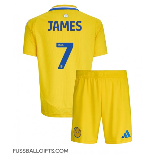 Leeds United Daniel James #7 Fußballbekleidung Auswärtstrikot Kinder 2024-25 Kurzarm (+ kurze hosen)